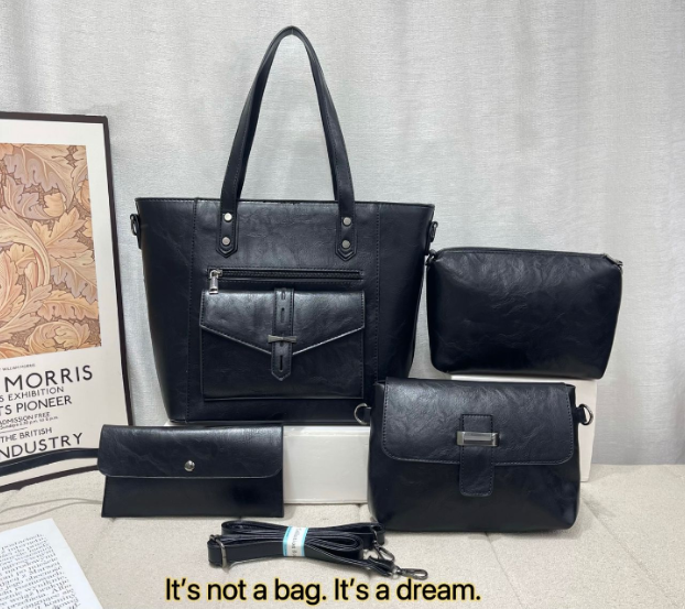 Mandy Promise  Fancy Solid Design Strap Leather Bagguette 3Pcs Purse + Wallet Bags