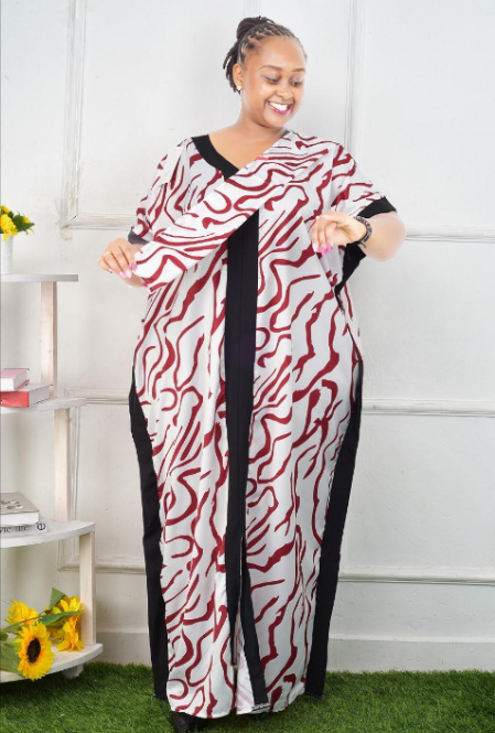 Mama Hassani African Trendy Kaftan Kitenge Swahili Leso Style Free Flowing Comfy Gown Wear