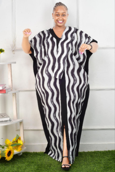 Mama Hassani African Trendy Kaftan Kitenge Swahili Leso Style Free Flowing Comfy Gown Wear