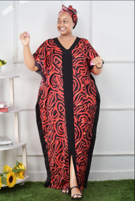 Mama Hassani African Trendy Kaftan Kitenge Swahili Leso Style Free Flowing Comfy Gown Wear