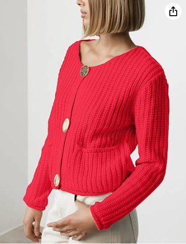 TBETNE Women’s Chunky Knit Cardigan Sweaters Long Sleeve Open Front Button Kitted Jackets Coats