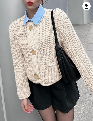 TBETNE Women’s Chunky Knit Cardigan Sweaters Long Sleeve Open Front Button Kitted Jackets Coats