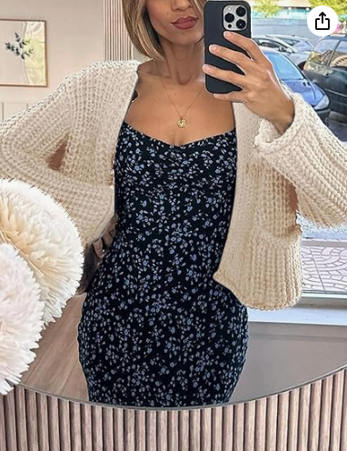 TBETNE Women’s Chunky Knit Cardigan Sweaters Long Sleeve Open Front Button Kitted Jackets Coats