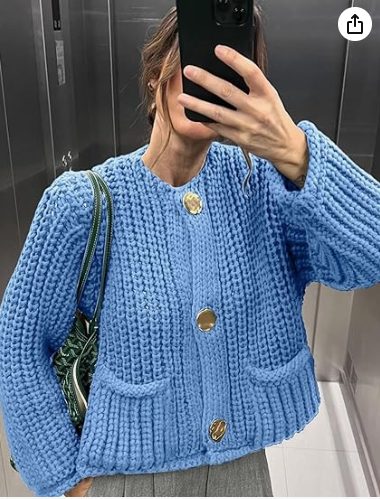 TBETNE Women’s Chunky Knit Cardigan Sweaters Long Sleeve Open Front Button Kitted Jackets Coats