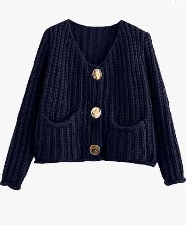 TBETNE Women’s Chunky Knit Cardigan Sweaters Long Sleeve Open Front Button Kitted Jackets Coats