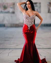 Fabulous Long Green Mermaid Spaghetti Straps Lace Satin Prom Evening Dresses