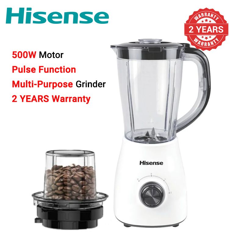 Hisense  1.5L 2 In 1 Motor Stainless Steel  500W Blender H1STBWES1A Quality With Grinder Juicer White【HOT】