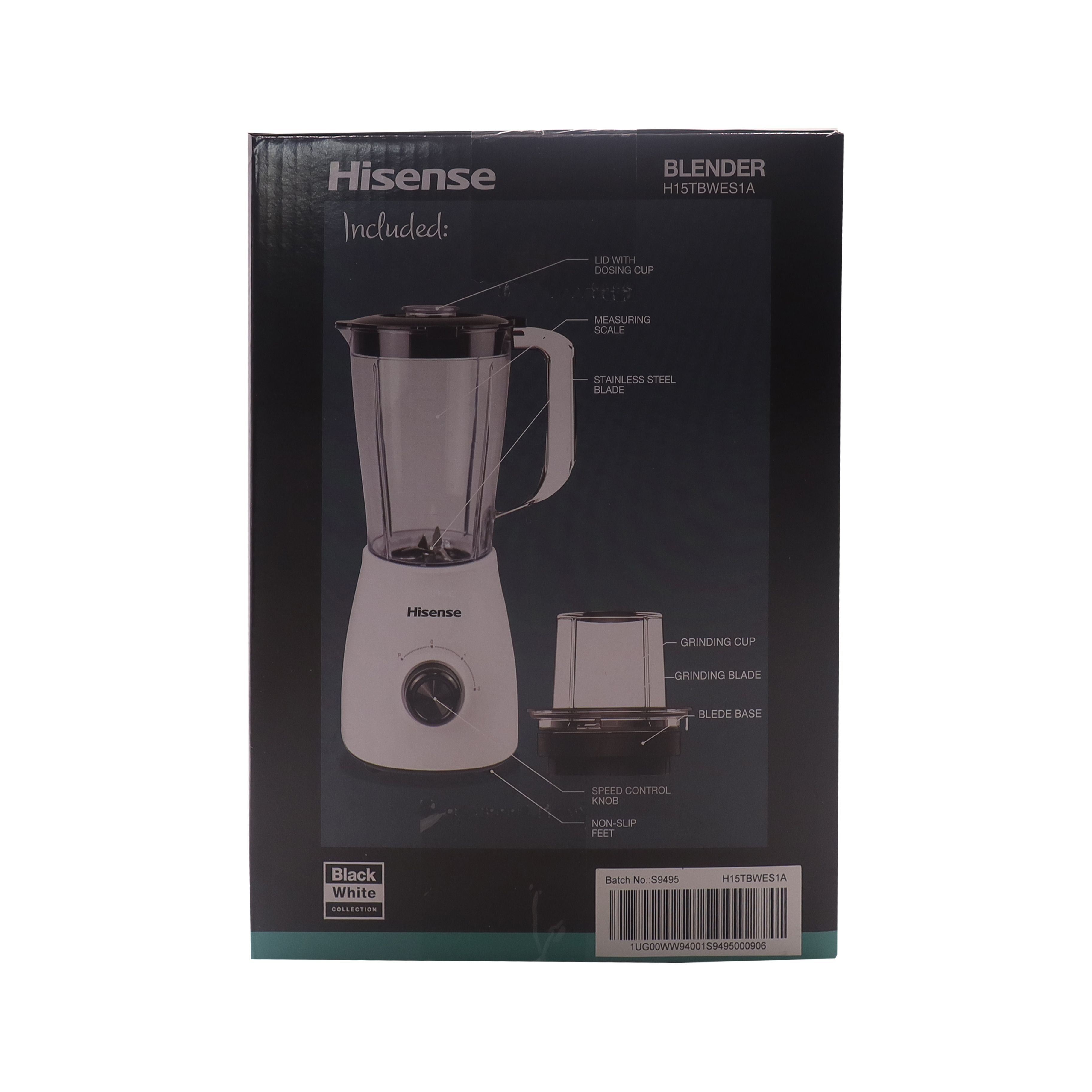 Hisense  1.5L 2 In 1 Motor Stainless Steel  500W Blender H1STBWES1A Quality With Grinder Juicer White【HOT】