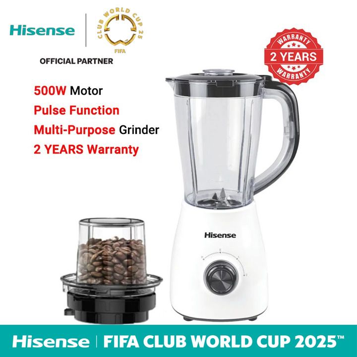 Hisense  1.5L 2 In 1 Motor Stainless Steel  500W Blender H1STBWES1A Quality With Grinder Juicer White【HOT】