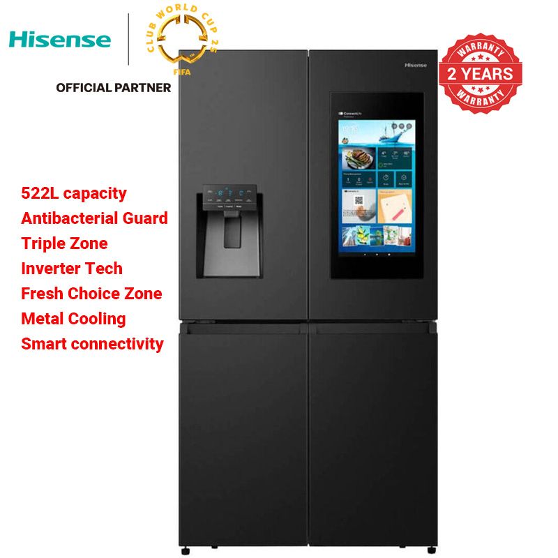 Hisense Fridge 522 Liters Side by side with water Dispenser Black ice Maker REF522DR
