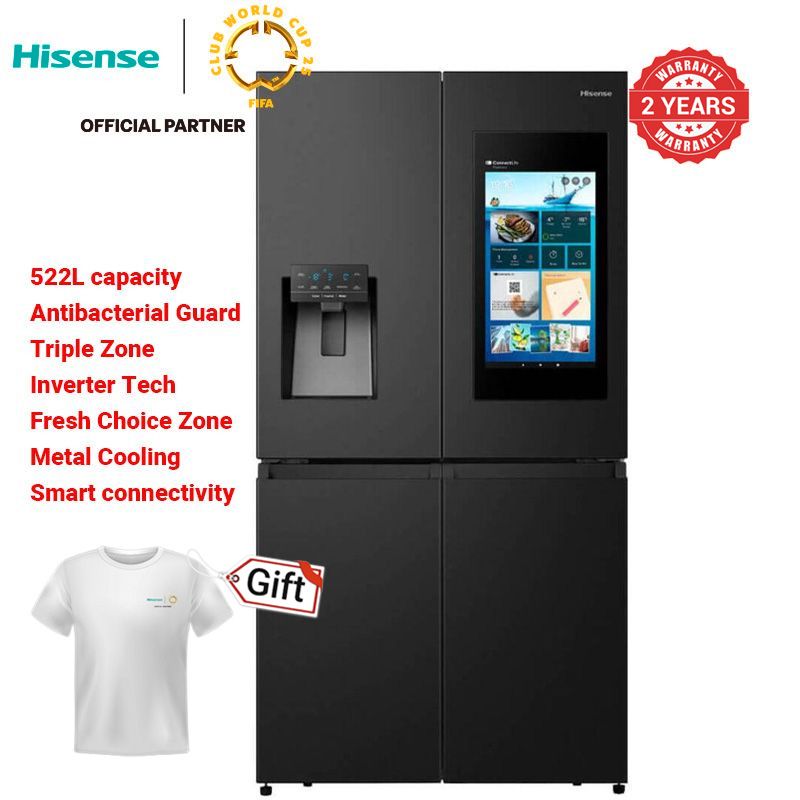 Hisense Fridge 522 Liters Side by side with water Dispenser Black ice Maker REF522DR