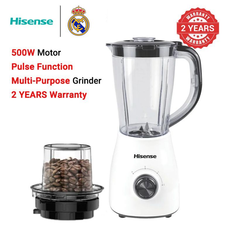 【Month-End Sale】Hisense  1.5L 2 In 1 Motor Stainless Steel  500W Blender H1STBWES1A Quality With Grinder Juicer White【HOT】