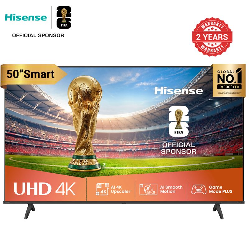Hisense 50 inch 50A6K 4K UHD Frameless Television VIDAA Smart TV with Netflix Youtube USB/SD Bluetooth WIFI Television Multifuctional TV