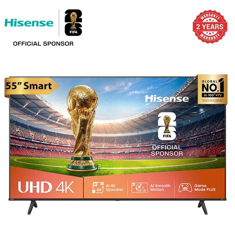 Hisense 55A6Q 55 inch 4K UHD Frameless Television VIDAA Smart TV with Netflix Youtube USB/SD Bluetooth WIFI Television Multifuctional TV