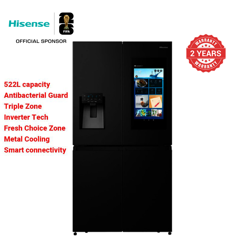 Hisense Fridge 522 Liters Side by side with water Dispenser Black ice Maker REF522DR