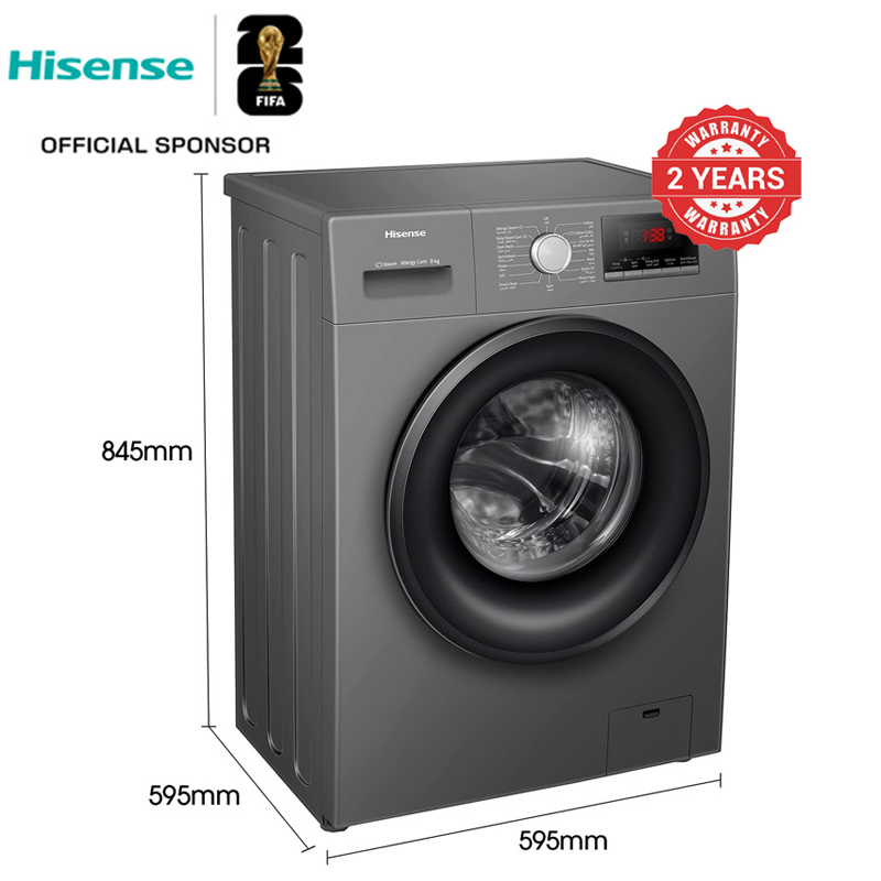 Hisense 8Kg Front Loading Washing Machine Big Capacity Automatic Washer 1200 RPM Child Lock WFQP8014EVMT