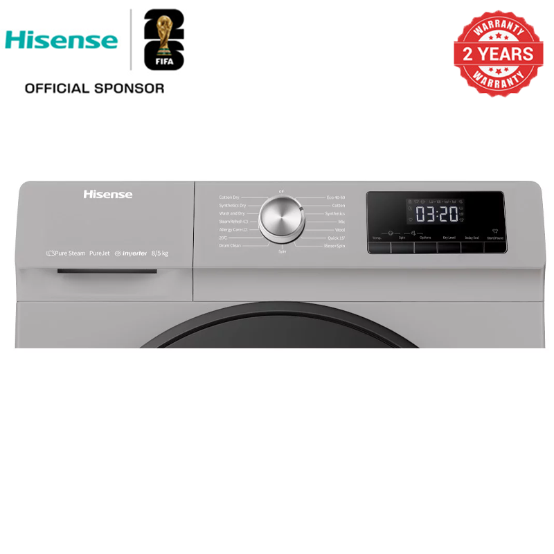 Hisense Washer 8kg & Dryer 5Kg  1400 rpm Front Load Washing Machine Full Automatic  WD3Q8043BT