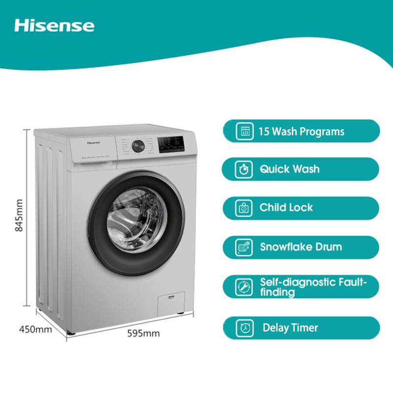 Hisense 6KG Front Loader 1000 RPM Washing Machine Automatic Washer Digital Display Child Lock WFVC6010S