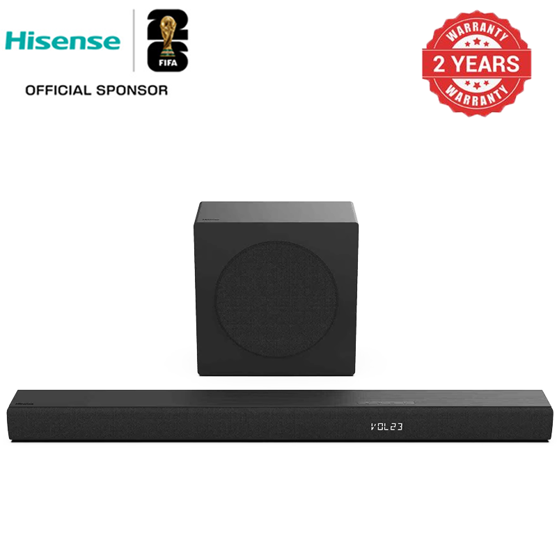 Hisense 3.1CH HS3100 Soundbar 480W  Bluetooth Enabled, Dolby Audio, Sound Bar, DTS Virtual:X, Wireless Subwoofer, Powerful Bass