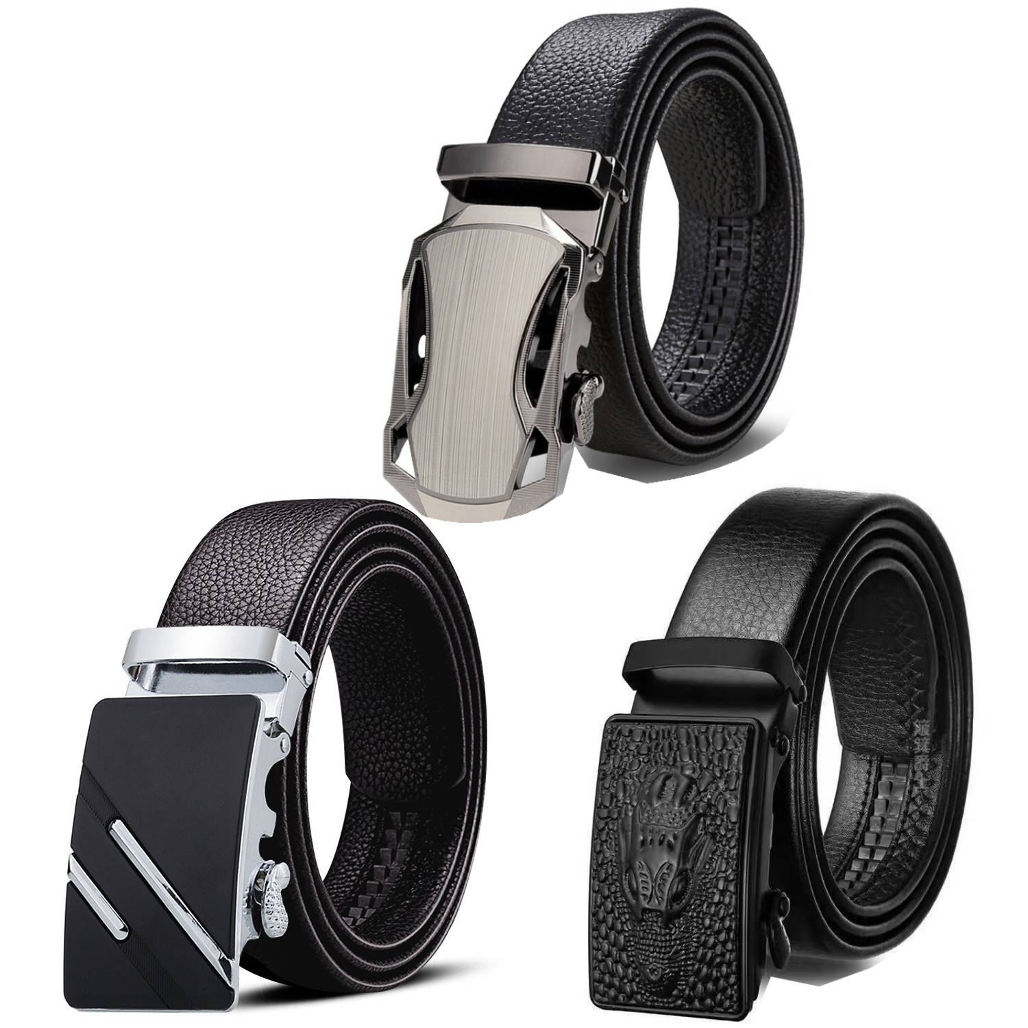 3 PCS Men Belts Sets Metal Buckle Fashion Belts