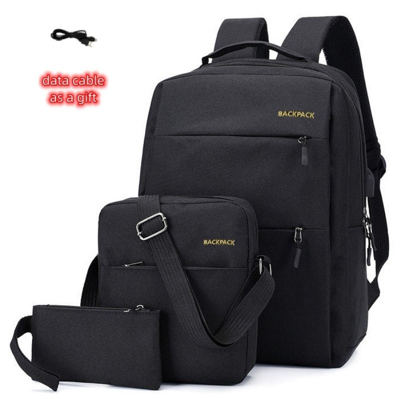 Backpacks Men Bags 3 PCS School Bags Bookbags USB Laptop Bags Notebook Bag Travel Bag Anti-Theft Leisure Nylon Cloth Bags Medium Size