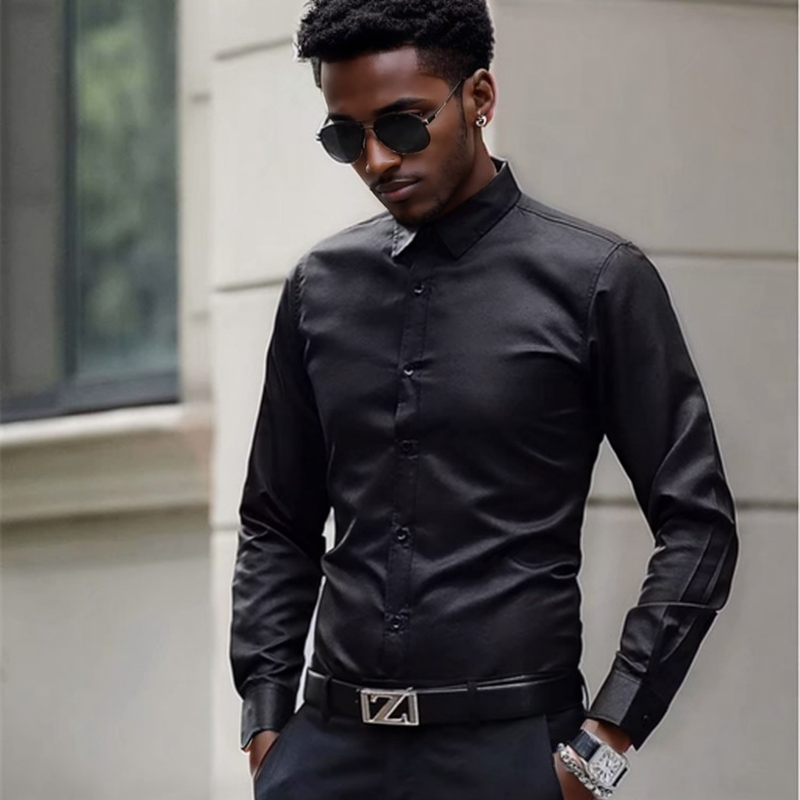 2PCS Men Shirts Formal Shirts Business Attire Blouses Men Tops