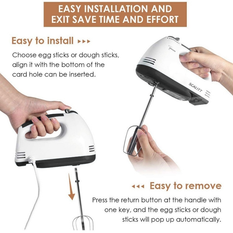 Hand Mixer Whisk Egg Beater Food Stirrer Grinder Blender Kitchenware Kitchen Tools Utensils Cooking Machine Cookware White