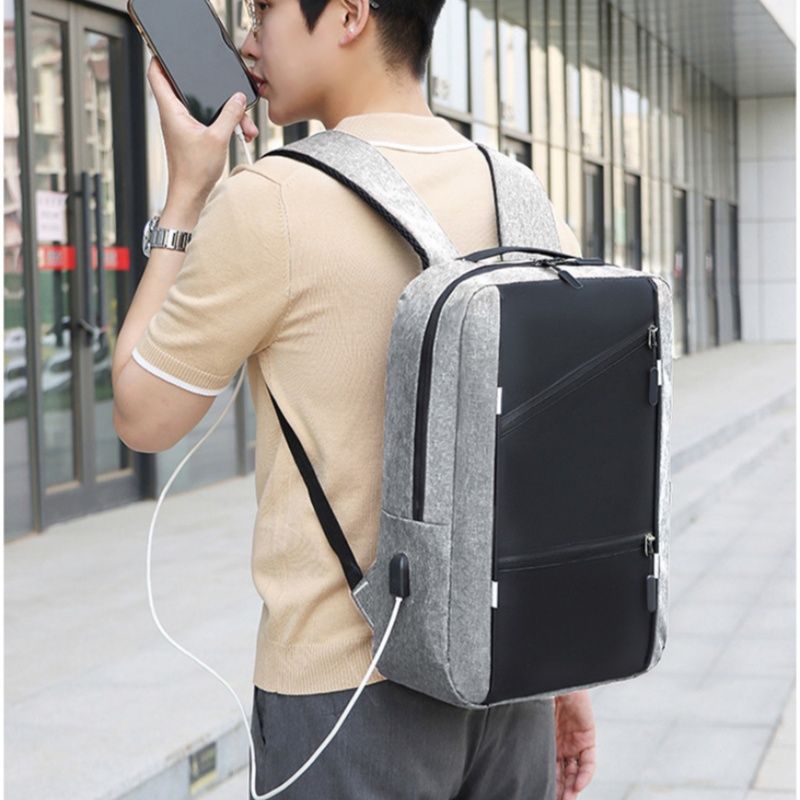 3 PCS Bags Men Bags Backpacks Bookbags School Bags Medium Size USB Laptop Bags Travel Bags Nylon Cloth Bags Anti-Theft Leisure