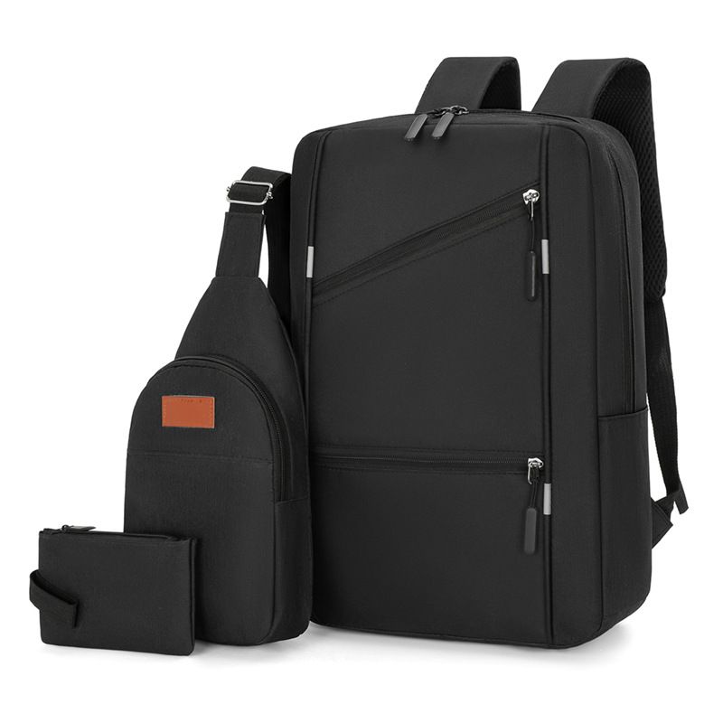 3 PCS Bags Men Bags Backpacks Bookbags School Bags Medium Size USB Laptop Bags Travel Bags Nylon Cloth Bags Anti-Theft Leisure