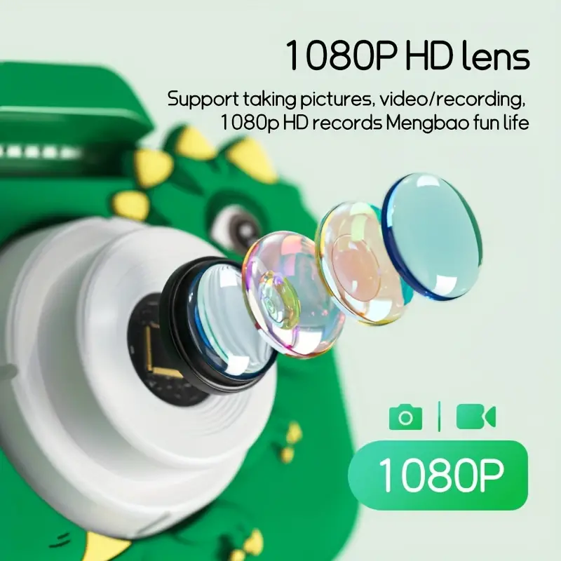 Kids Selfie HD Camera, Rechargeable Electronic Digital Video Camera, Portable  Dinosaur Camera Toy With 32G SD Card As Back-to-School Season And Boy Girl Children Birthday Gift Set For People Aged 3+