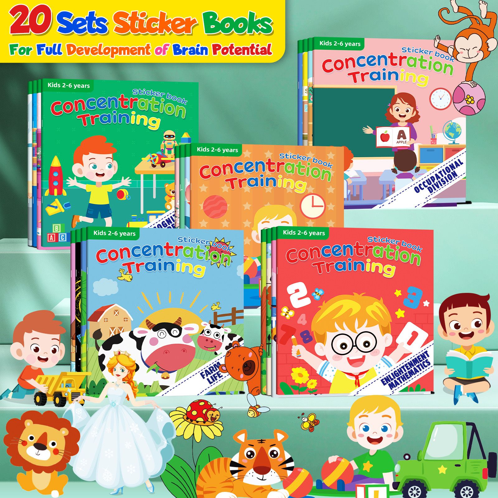 Sticker Books For Kids Children Toddlers Gift  Educational Toy Activity Books For Kid, Birthday Gifts Fun Sticker Book For Girls Boys Aged 2-6+ Years