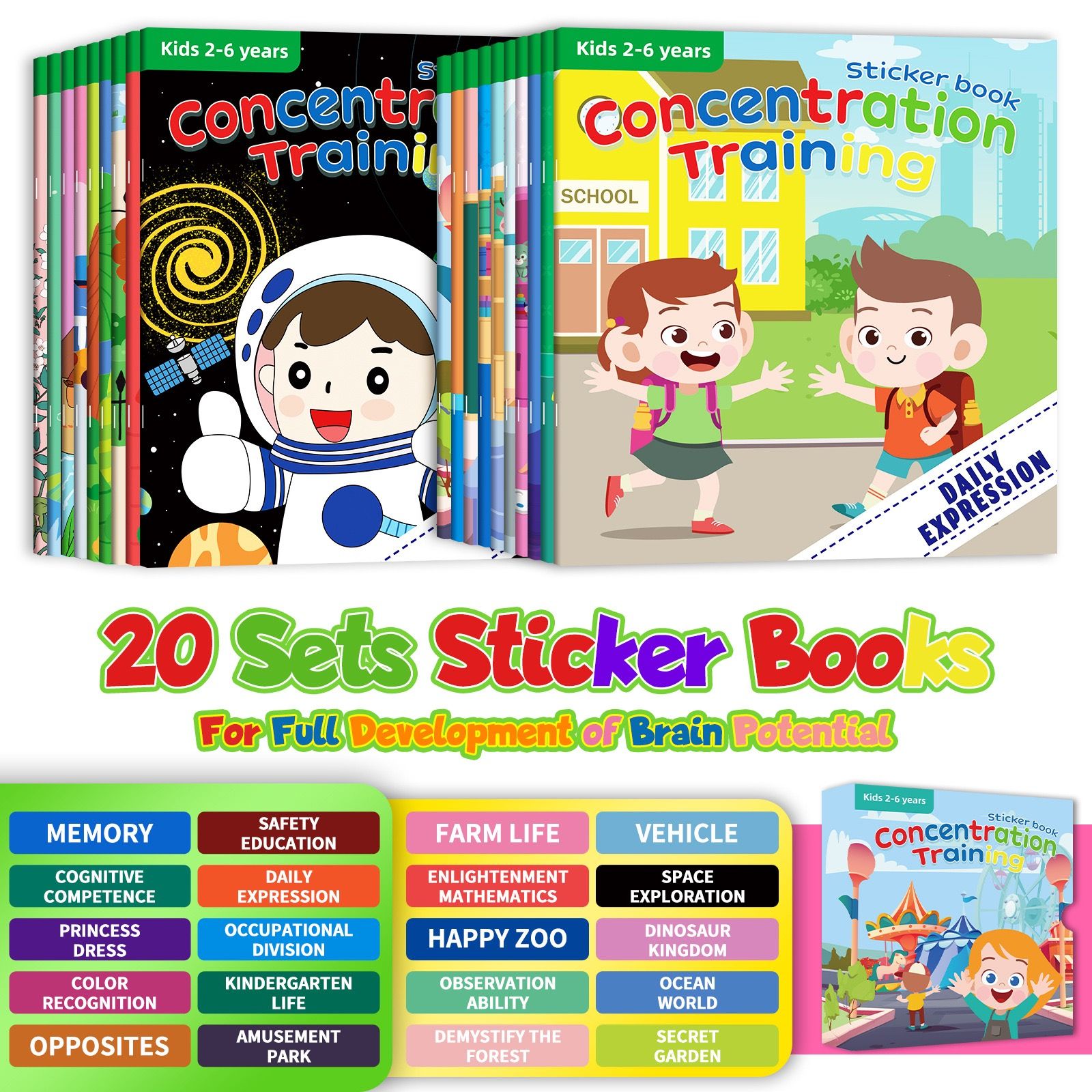 Sticker Books For Kids Children Toddlers Gift  Educational Toy Activity Books For Kid, Birthday Gifts Fun Sticker Book For Girls Boys Aged 2-6+ Years