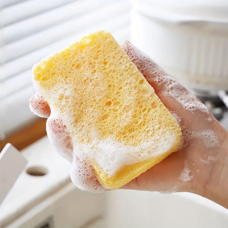 6/12pcs, Dishwashing Sponge, Natural Wood Pulp Cleaning Cloth, Dishwashing Cloth, Oil-free, Wood Pulp Sponge Block, Absorbent Magic Wipe, Cleaning Supplies, Cleaning Tool, Kitchen Utensils, Apartment