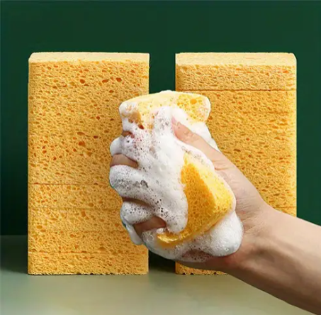 6/12pcs, Dishwashing Sponge, Natural Wood Pulp Cleaning Cloth, Dishwashing Cloth, Oil-free, Wood Pulp Sponge Block, Absorbent Magic Wipe, Cleaning Supplies, Cleaning Tool, Kitchen Utensils, Apartment
