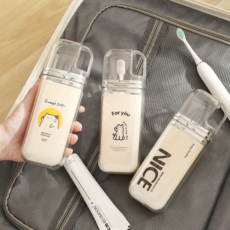 3 in 1 Family Toothbrush Travel Containers Washing Cup Set Multifunction Durable Travel Storage Cup Efficient Storage Strong Home Storage Personal Care Oral Care Wash Cup