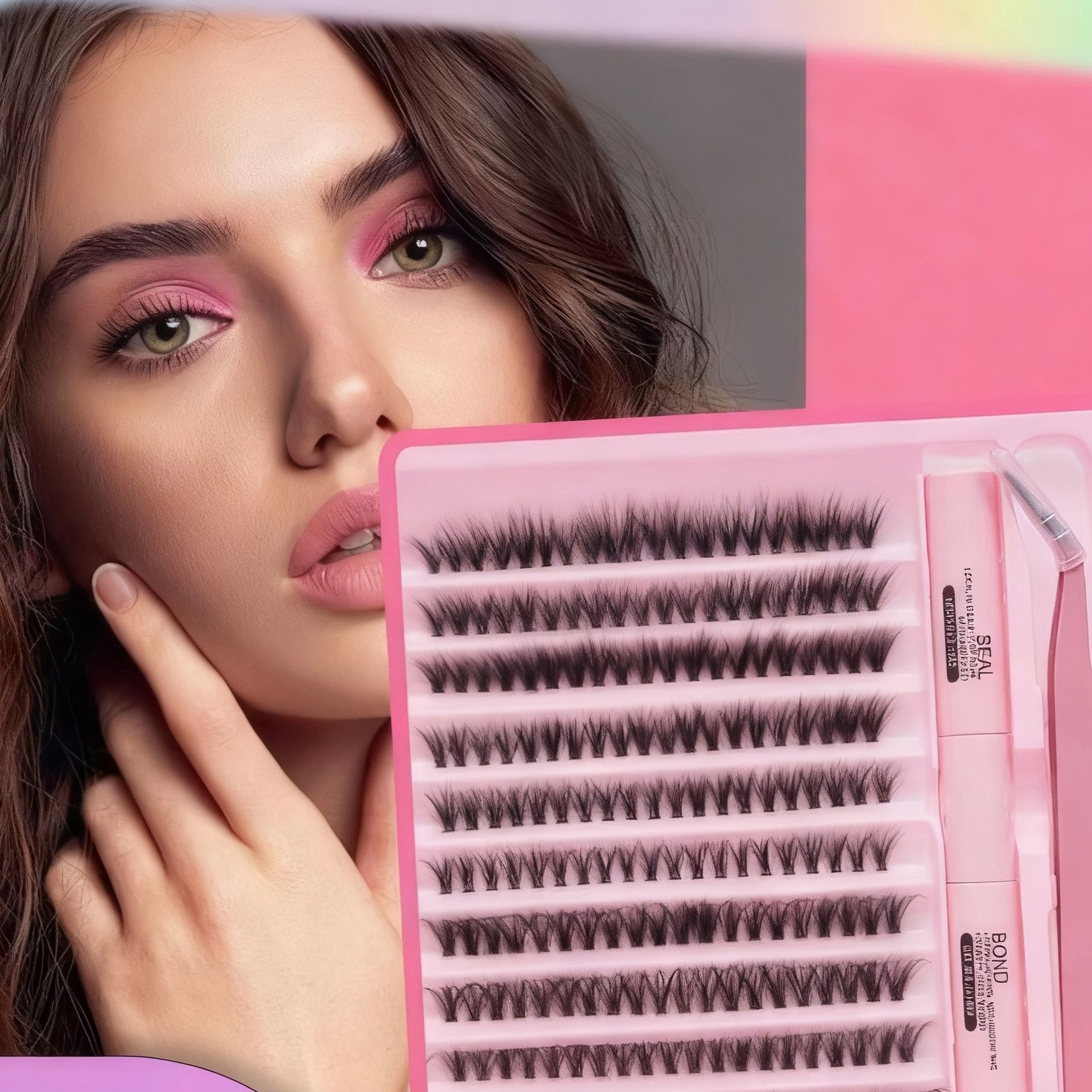 DIY Lashes Extension Kit Eyelashes 200 PCS Dense Natural-Looking Clusters Lash Bond and Seal Makeup Tools for Gluing Lashes Gluing Glue Accessories 20D Mixed Lengths