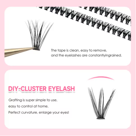 DIY Lashes Extension Kit Eyelashes 200 PCS Dense Natural-Looking Clusters Lash Bond and Seal Makeup Tools for Gluing Lashes Gluing Glue Accessories 20D Mixed Lengths