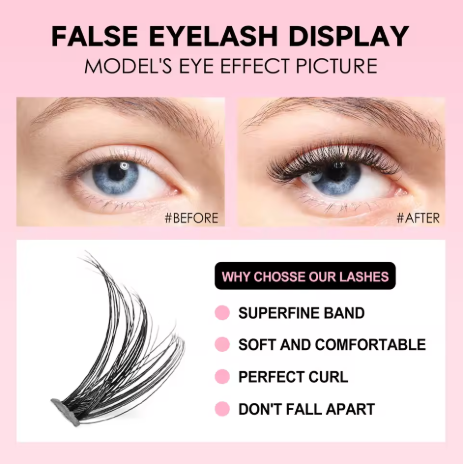 DIY Lashes Extension Kit Eyelashes 200 PCS Dense Natural-Looking Clusters Lash Bond and Seal Makeup Tools for Gluing Lashes Gluing Glue Accessories 20D Mixed Lengths