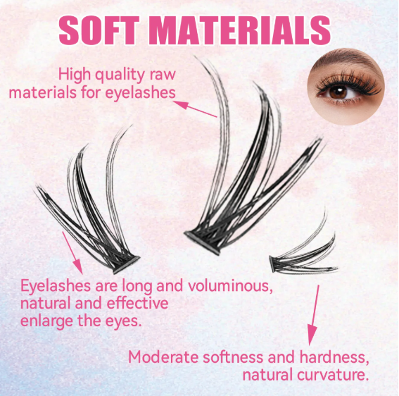 DIY Lashes Extension Kit Eyelashes 200 PCS Dense Natural-Looking Clusters Lash Bond and Seal Makeup Tools for Gluing Lashes Gluing Glue Accessories 20D Mixed Lengths