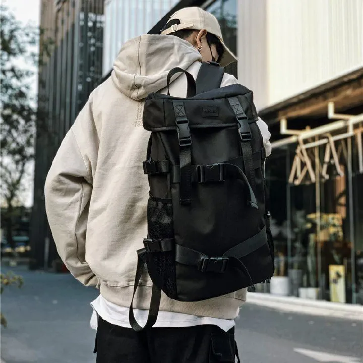 Male and Female Student BackpackTrend Cool Street Travel Backpack  School Backpacks for Teenager College Style Backpack for Boys Fashion Skateboard Bag Business Computer Waterproof Casual Travel Bag