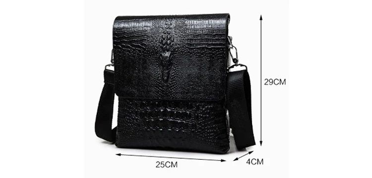 Leather Men Bag Crocodile Pattern Briefcase Men's Solid Color Casual Trendy Shoulder Business Multi-layer Messenger Bag