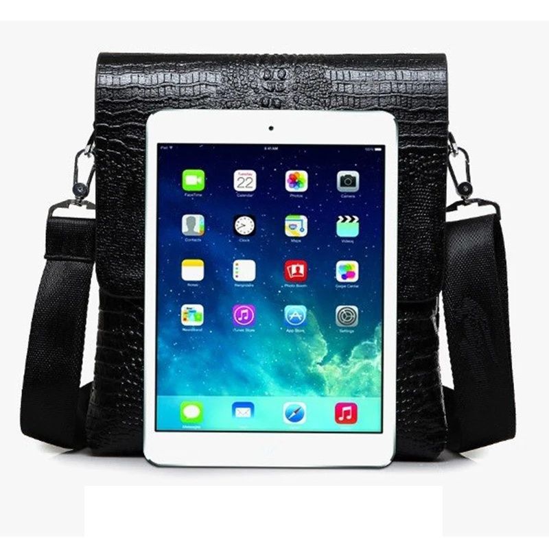 Leather Men Bag Crocodile Pattern Briefcase Men's Solid Color Casual Trendy Shoulder Business Multi-layer Messenger Bag