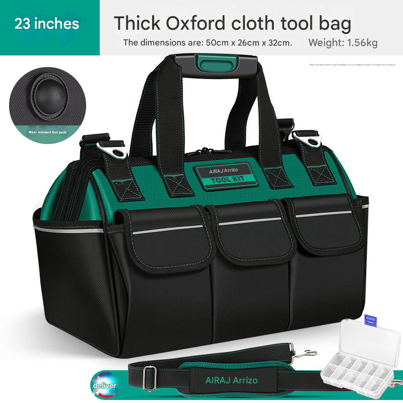 Tool Kit Thickened Canvas & Oxford Cloth Electrician-Specific/ Carpenter Handheld Tool Bag, Large-Sized Storage Bag