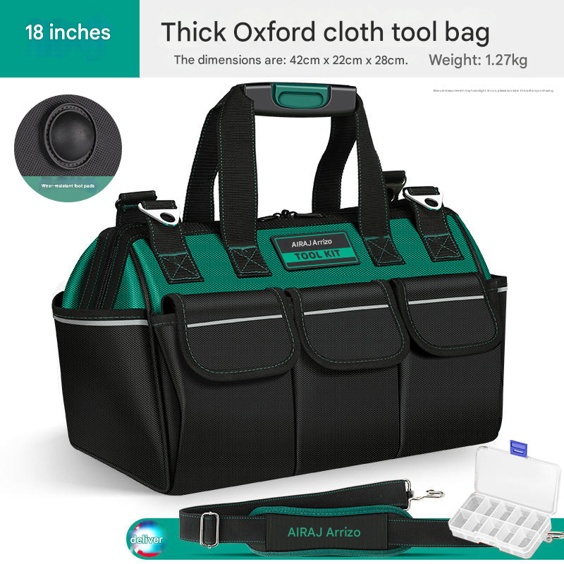 Tool Kit Thickened Canvas & Oxford Cloth Electrician-Specific/ Carpenter Handheld Tool Bag, Large-Sized Storage Bag