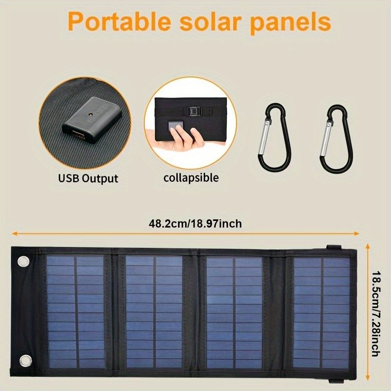 USB Waterproof Foldable Solar Panel Portable Flexible Small 20W 5V Folding Solar Panels Cells Mobile Phone Battery Charger