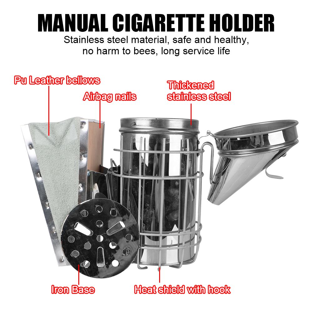 Stainless Steel Bee Hive Smoker Heat Shield Expeling Bees Beekeeping Equipment Supplie For Beekeeper Proessional Fogging Machine