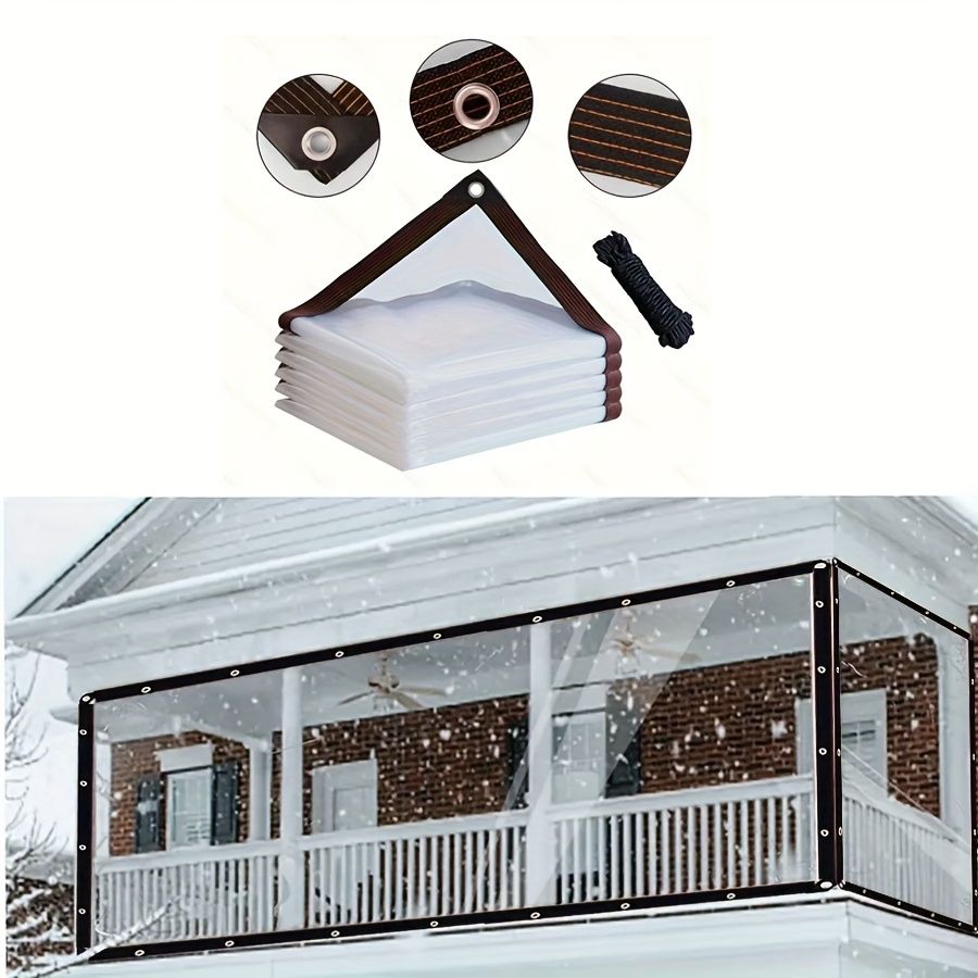 Thicken Transparent Waterproof Tarpaulin Garden Rainproof Clear Poly Tarp Plant Cover Insulation Shed Cloth with Grommets Balcony Oilcloth