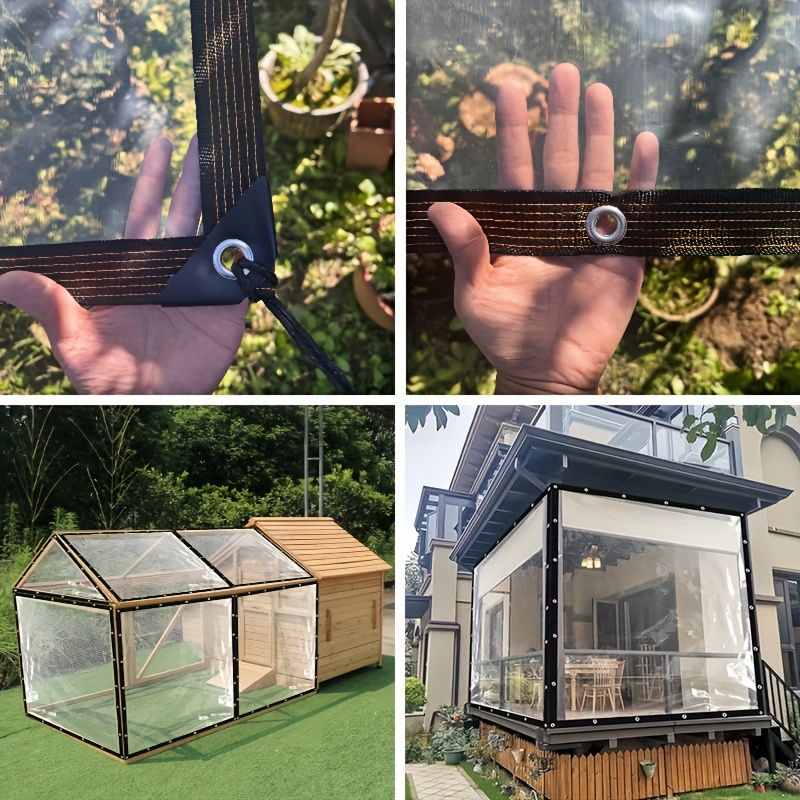 Thicken Transparent Waterproof Tarpaulin Garden Rainproof Clear Poly Tarp Plant Cover Insulation Shed Cloth with Grommets Balcony Oilcloth