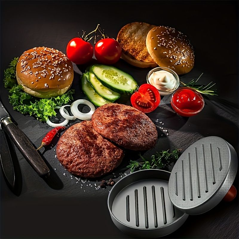 Easy Release Non-Stick Burger Press Set Round Hamburger Mold Aluminum Alloy Hamburger Meat Beef BBQ Burger Meat Press Kitchen Food Mold
