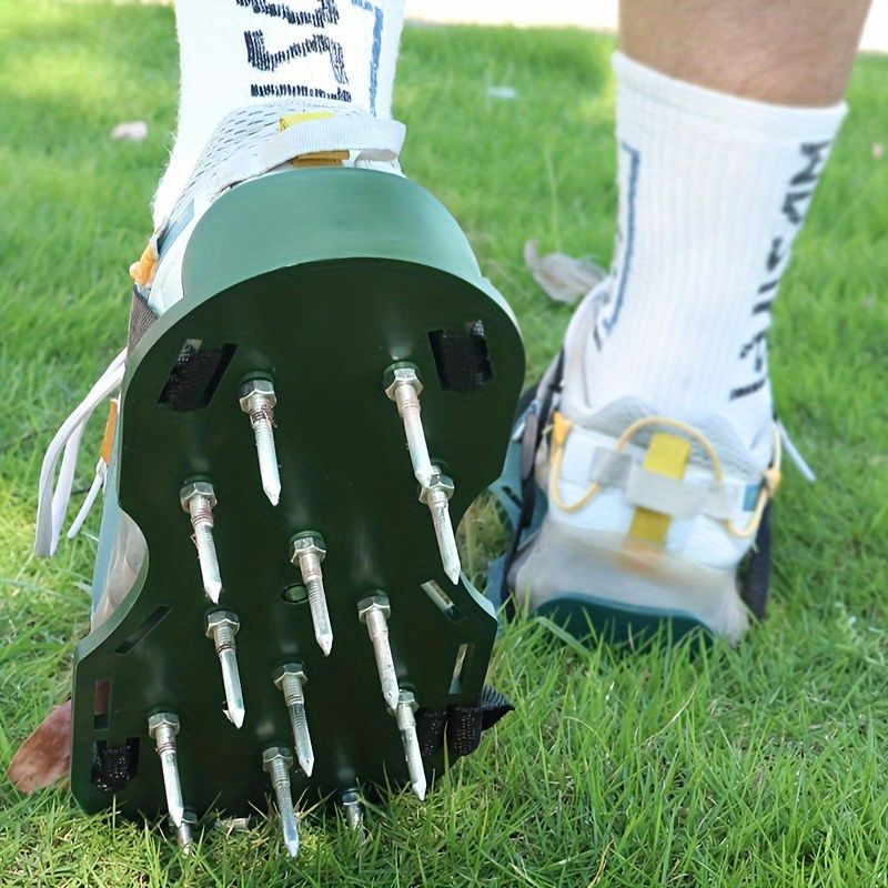 Gardening Soil Loosening Shoe Equipment Garden Lawn Aerator Shoes Garden Yard Grass Cultivator Scarification Nail Tool Lawn Aerator Spikes Shoes Garden Tools